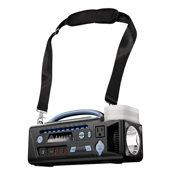 Aao-320 Portable Power Station - 300W Pure Sine Wave Inverter, 296Wh Battery with Type-C, Flashlight, and Solar Charging